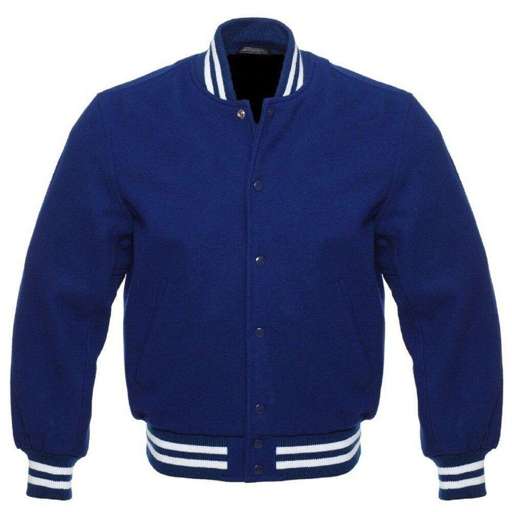 Customizable All-Blue Wool Varsity Jacket - Blue Wool Jacket